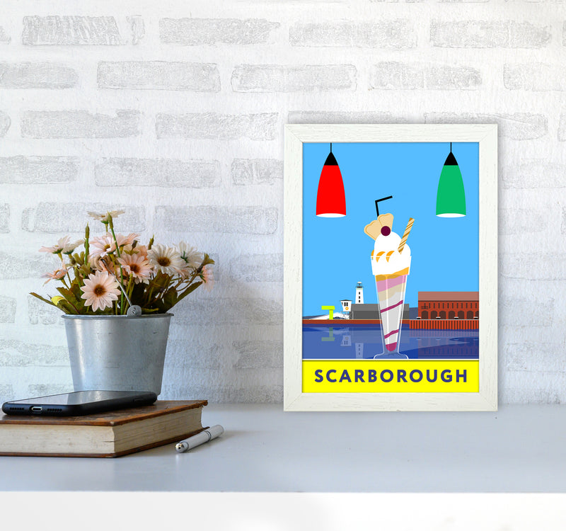 Icecream at Scarborough Travel Art Print by Richard O'Neill A4 Oak Frame