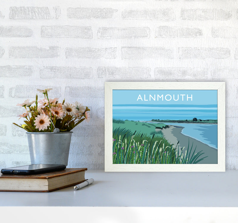 Alnmouth Travel Art Print by Richard O'Neill A4 Oak Frame