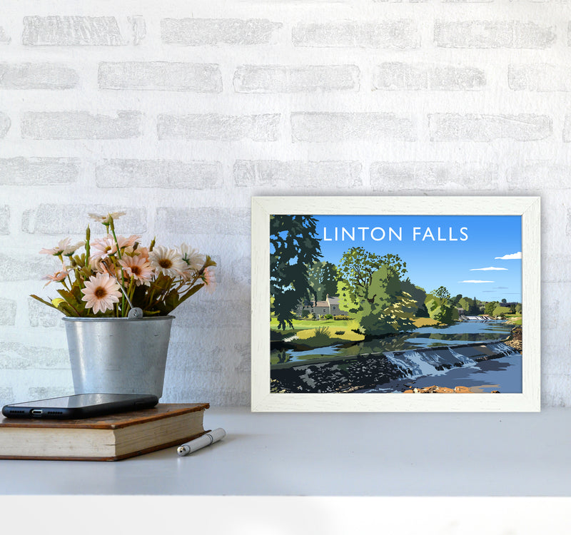 Linton Falls Travel Art Print by Richard O'Neill A4 Oak Frame