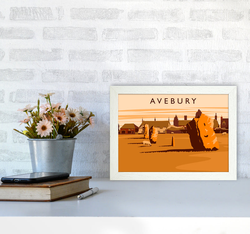 Avebury Travel Art Print by Richard O'Neill A4 Oak Frame