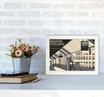 Bradford Interchange, Bridge Street Travel Art Print by Richard O'Neill A4 Oak Frame