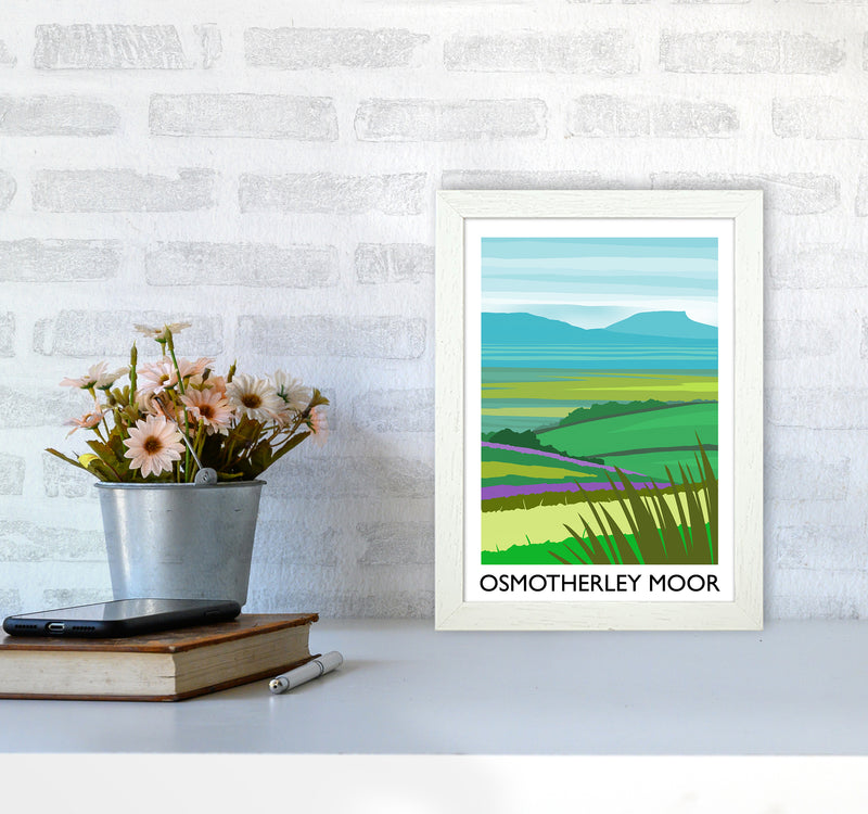 Osmotherley Moor portrait Travel Art Print by Richard O'Neill A4 Oak Frame