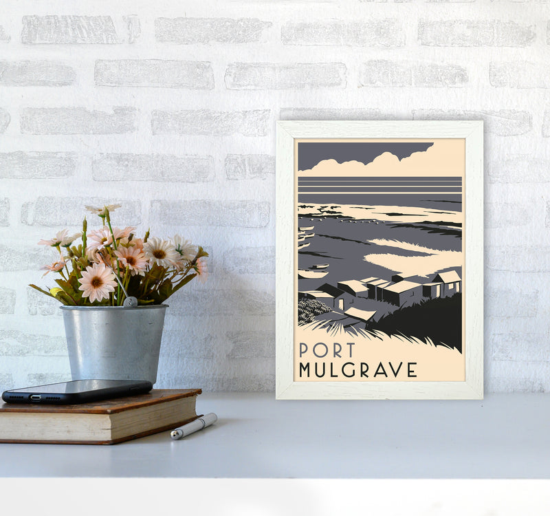 Port Mulgrave portrait Travel Art Print by Richard O'Neill A4 Oak Frame