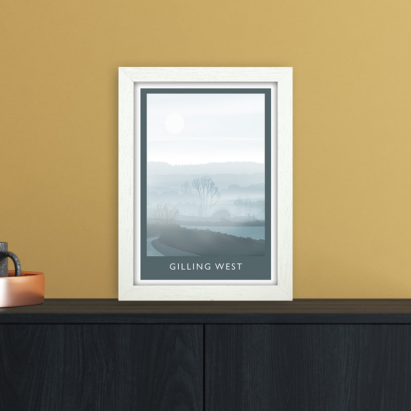 Gilling West (Winter) Portrait Travel Art Print by Richard O'Neill A4 Oak Frame