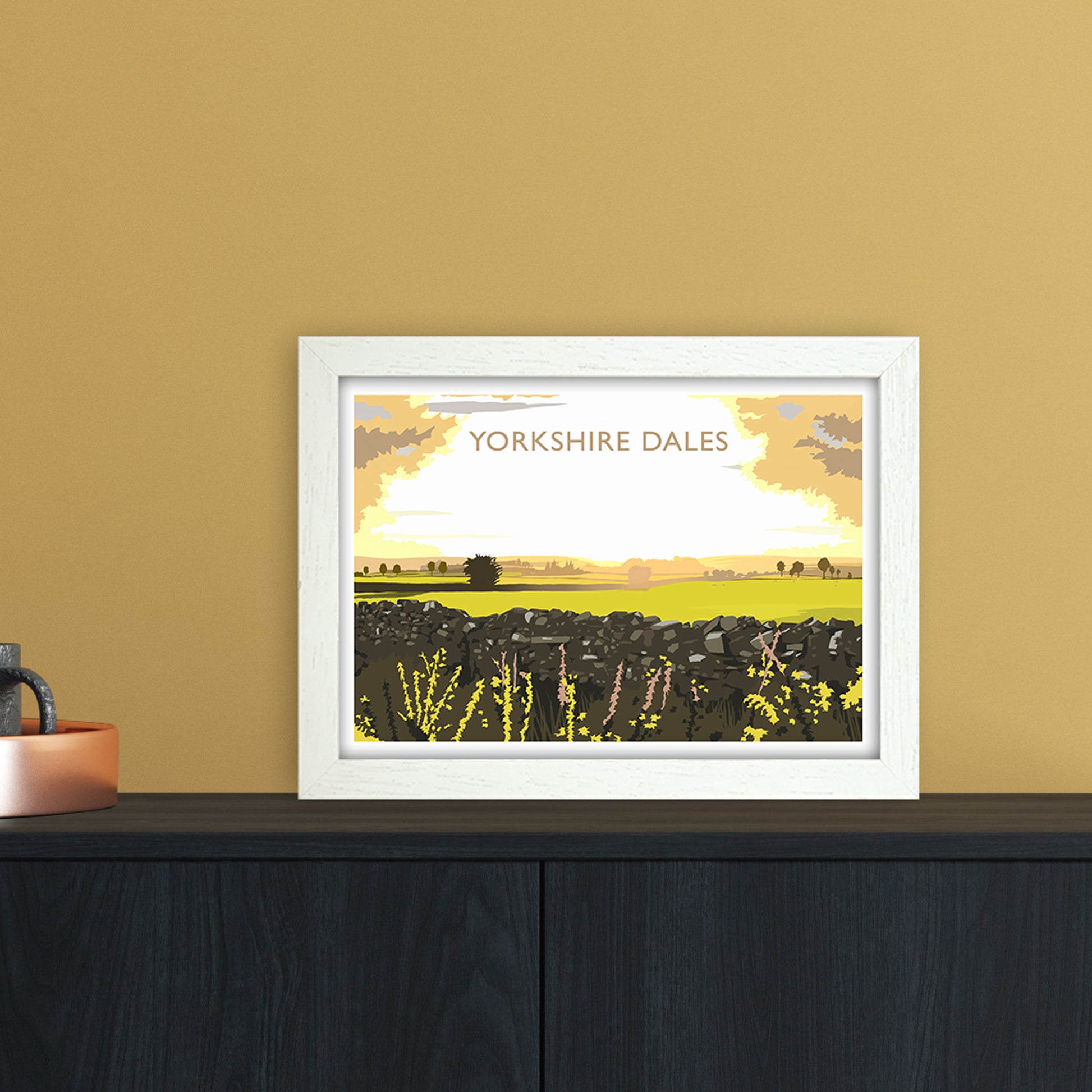 Yorkshire Dales Travel Art Print by Richard O'Neill A4 Oak Frame