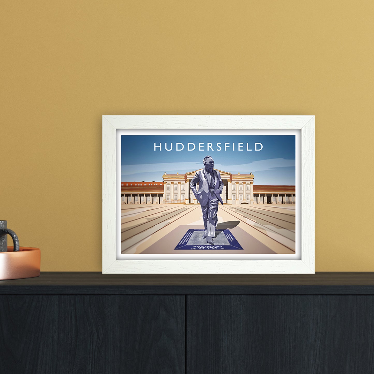 Huddersfield Travel Art Print by Richard O'Neill A4 Oak Frame