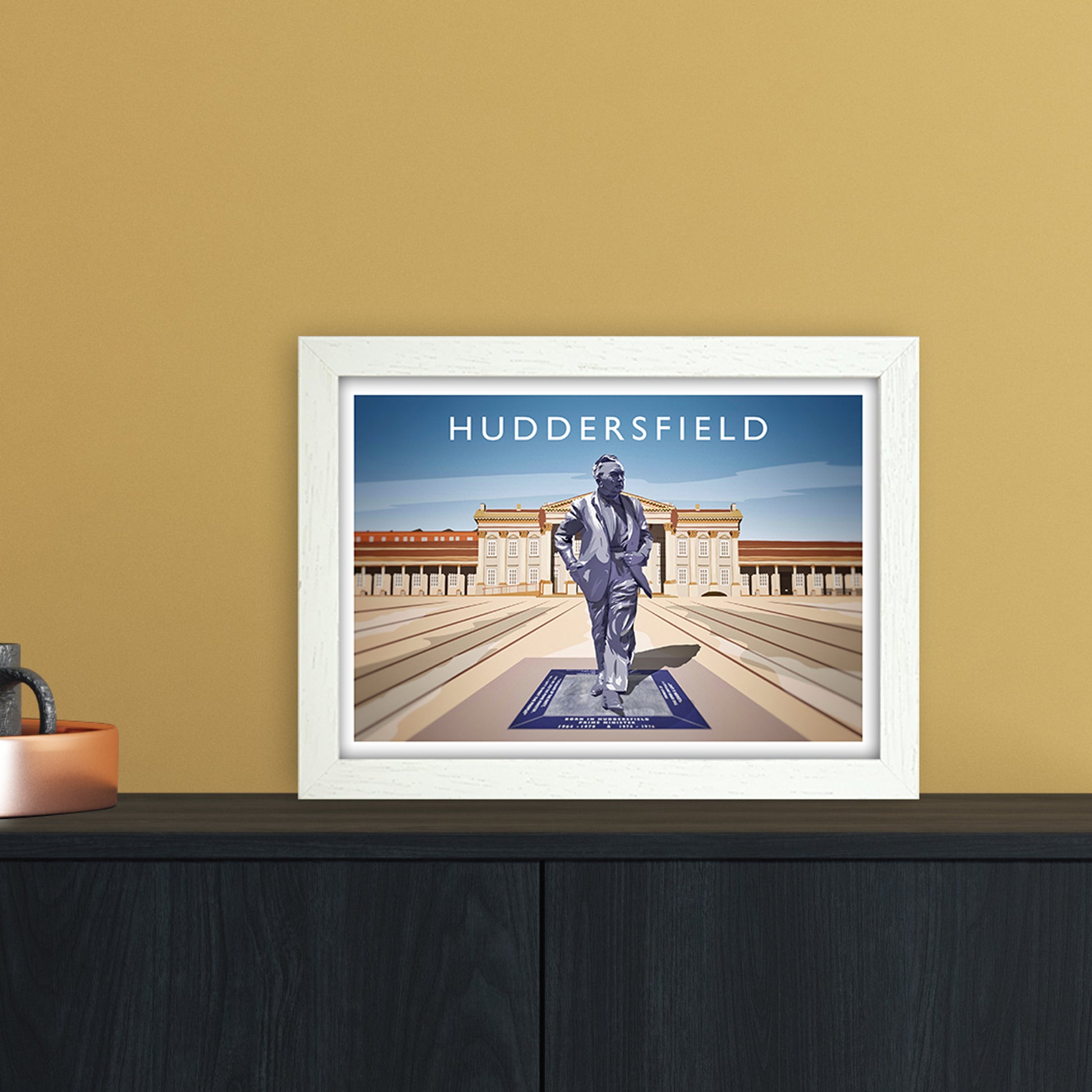 Huddersfield Travel Art Print by Richard O'Neill A4 Oak Frame