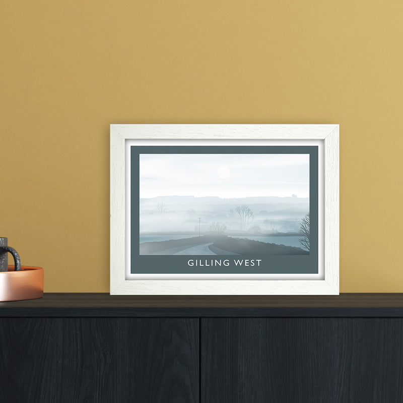 Gilling West (Winter) Travel Art Print by Richard O'Neill A4 Oak Frame