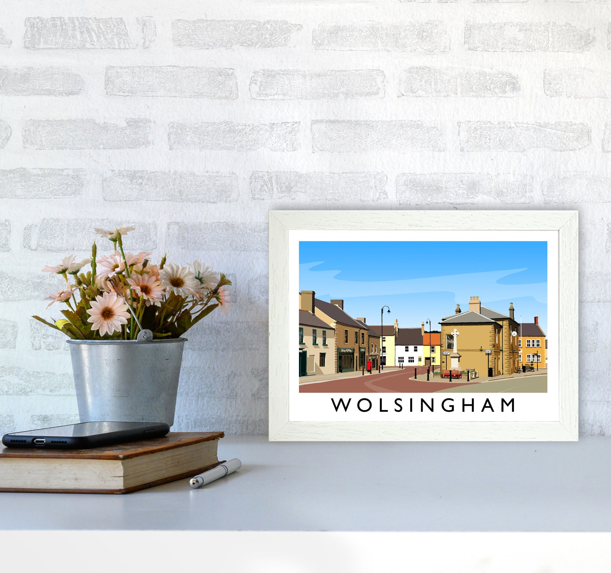 Wolsingham 2 Travel Art Print by Richard O'Neill A4 Oak Frame