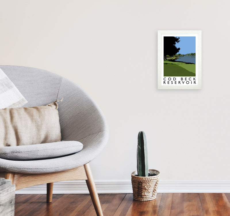 Cod Beck Reservoir Framed Digital Art Print by Richard O'Neill A4 Oak Frame