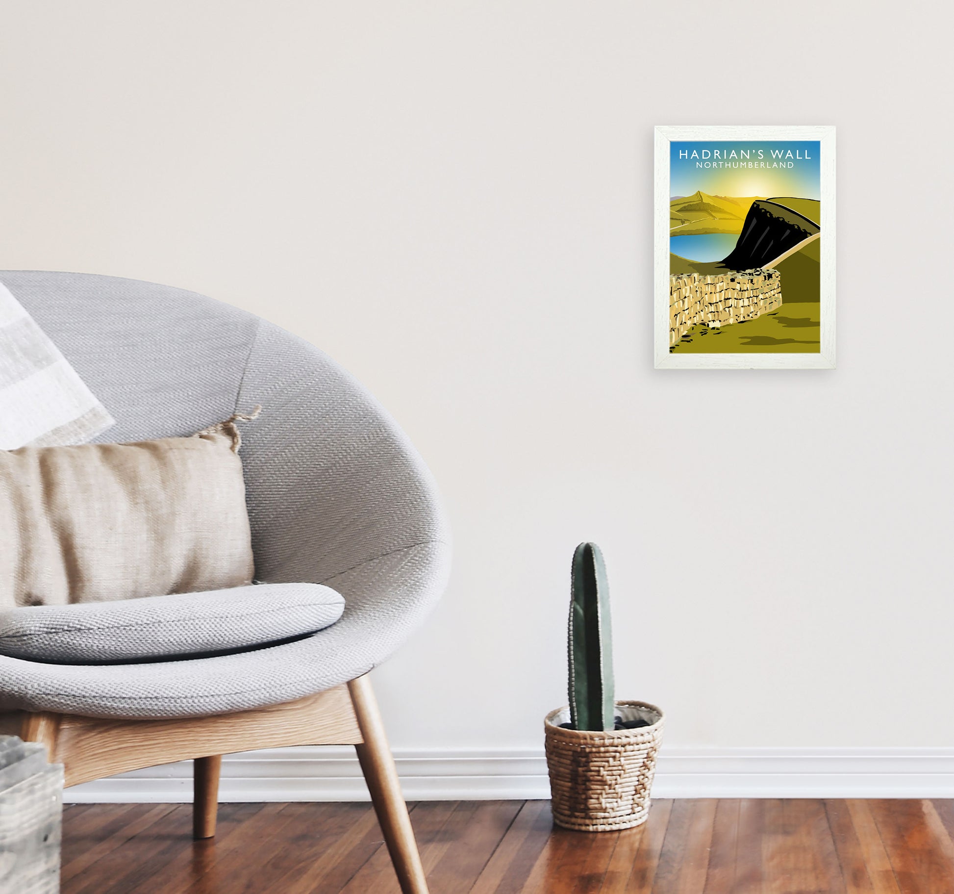 Hadrian's Wall Northumberland Framed Art Print by Richard O'Neill A4 Oak Frame