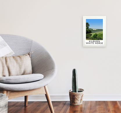 Kilburn White Horse by Richard O'Neill Yorkshire Art Print A4 Oak Frame