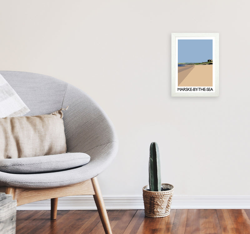 Marske-By-the-Sea Art Print by Richard O'Neill A4 Oak Frame