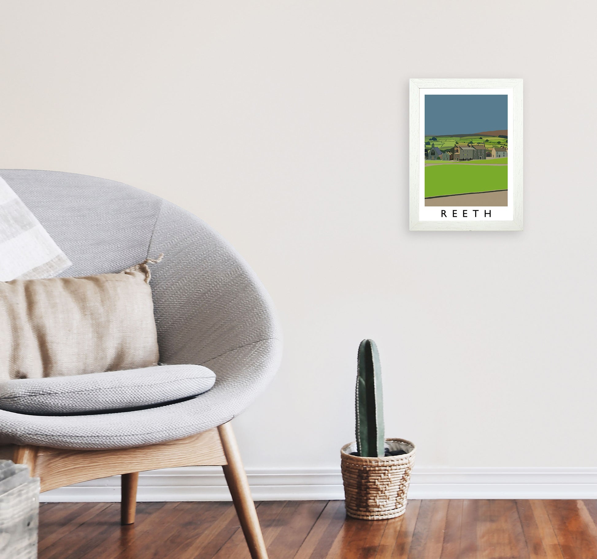 Reeth Art Print by Richard O'Neill A4 Oak Frame