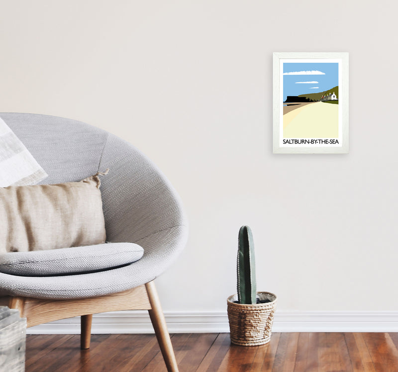 Saltburn-By-The-Sea Art Print by Richard O'Neill A4 Oak Frame