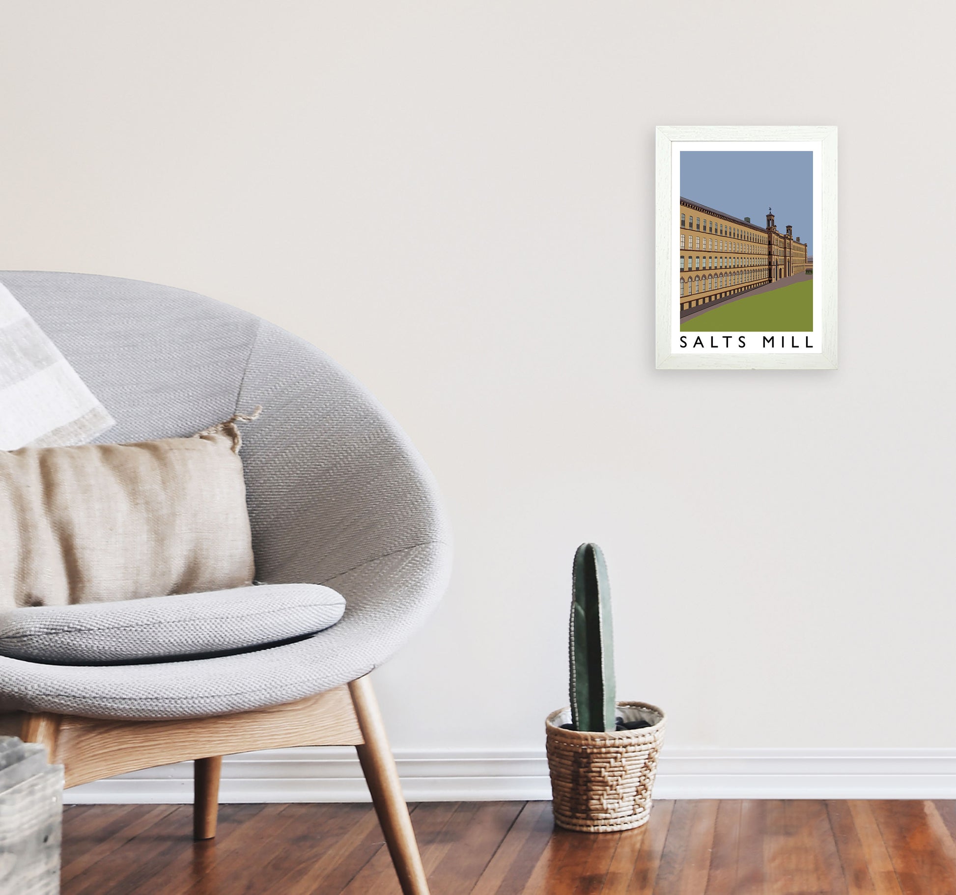 Salts Mill Art Print by Richard O'Neill A4 Oak Frame