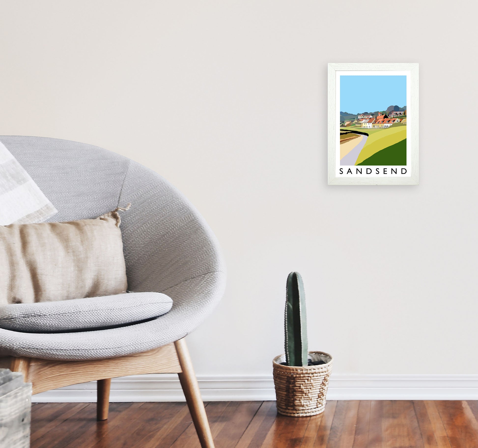 Sandsend Art Print by Richard O'Neill A4 Oak Frame