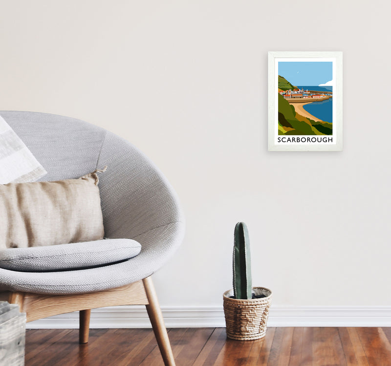 Scarborough Framed Digital Art Print by Richard O'Neill A4 Oak Frame