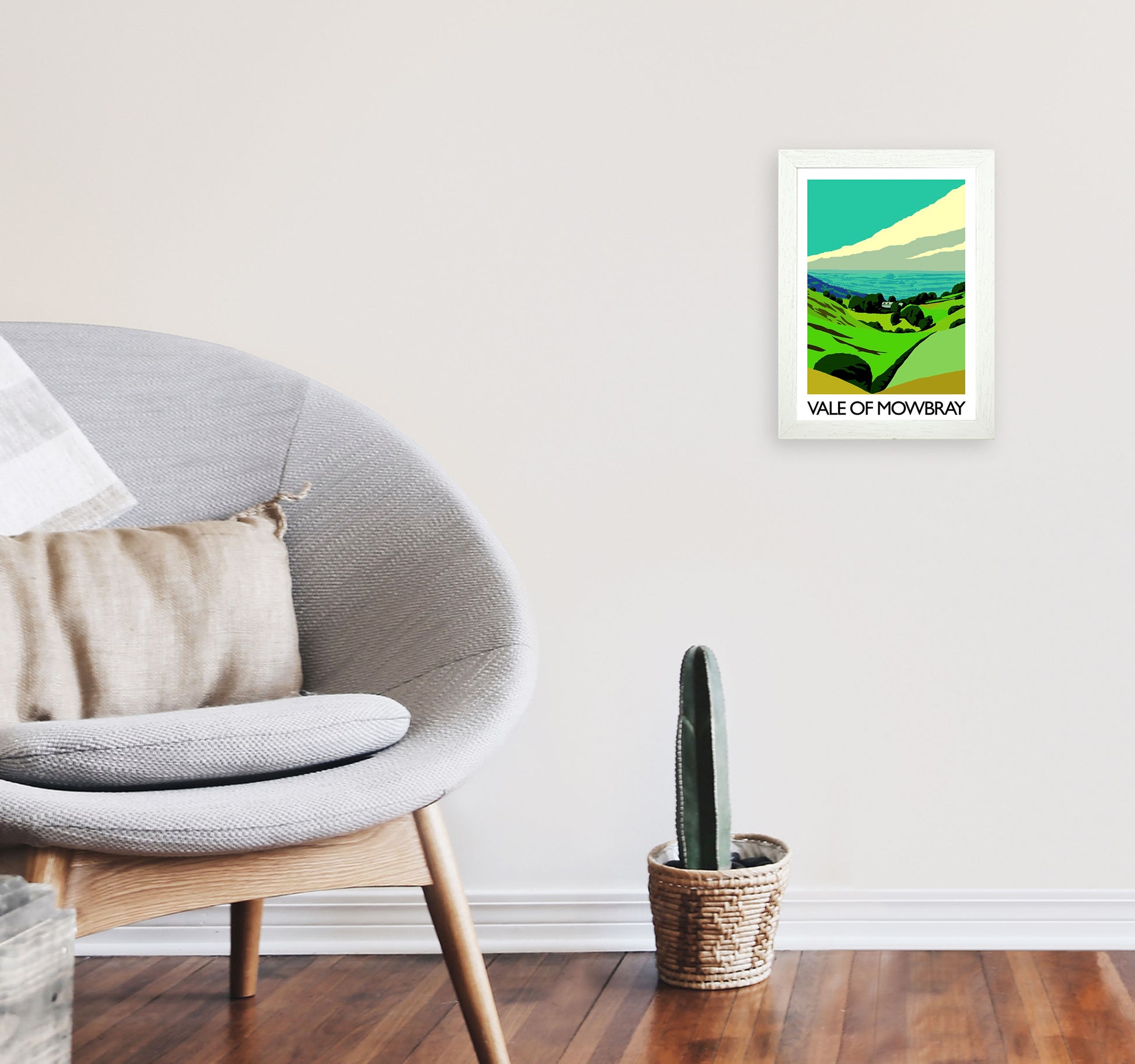 Vale Of Mowbray by Richard O'Neill Yorkshire Art Print, Vintage Travel Poster A4 Oak Frame
