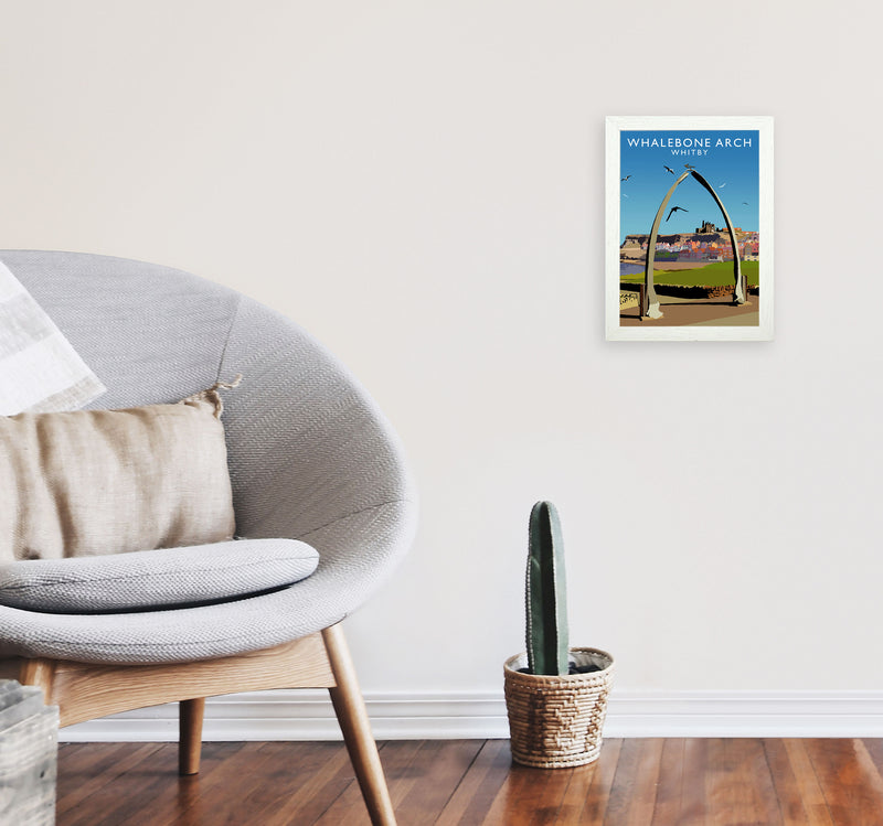 Whalebone Arch Whitby Art Print by Richard O'Neill A4 Oak Frame