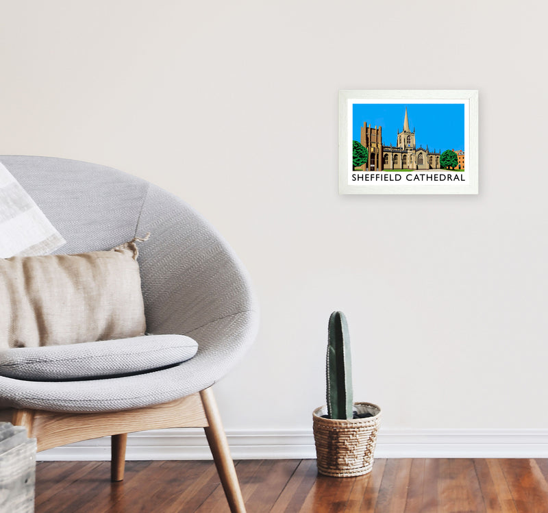 Sheffield Cathedral by Richard O'Neill Yorkshire Art Print, Travel Poster A4 Oak Frame