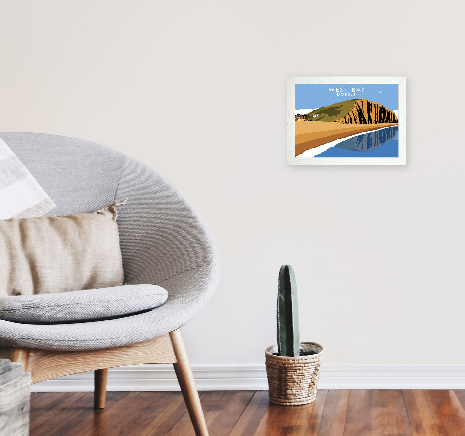 West Bay Dorset Framed Digital Art Print by Richard O'Neill A4 Oak Frame