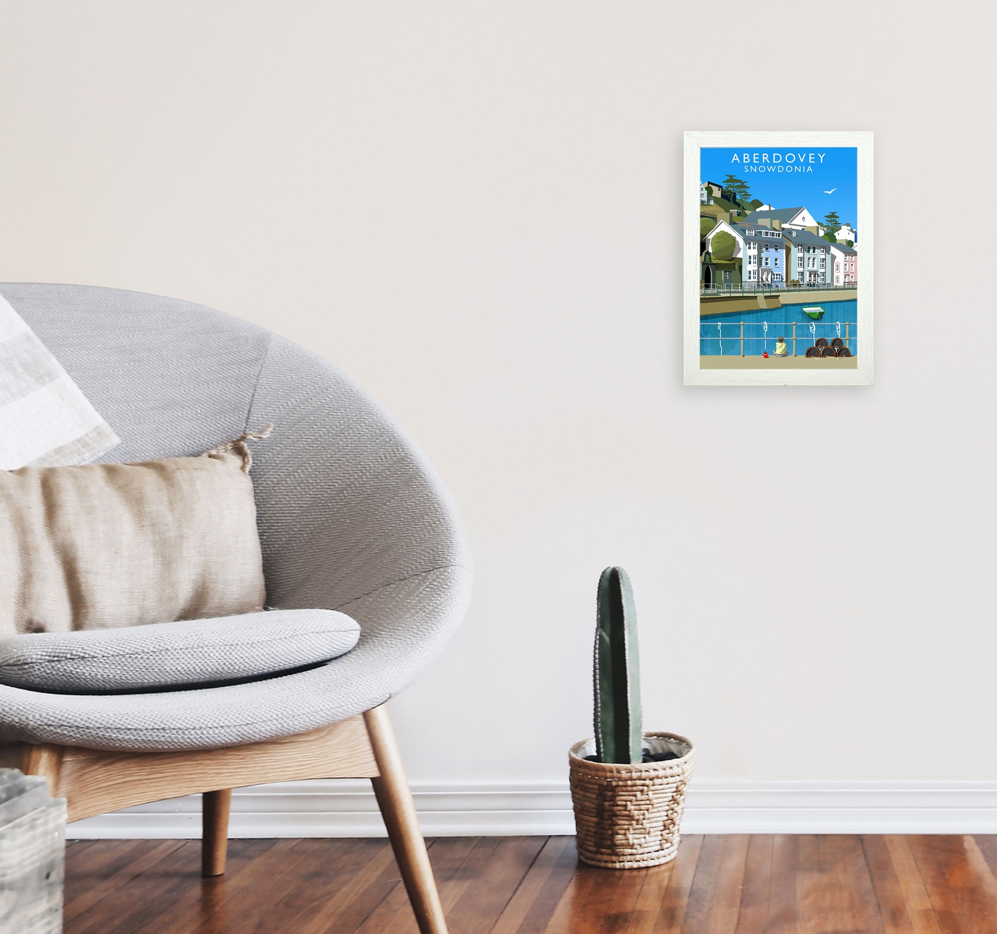 Aberdovey Snowdonia Art Print by Richard O'Neill A4 Oak Frame