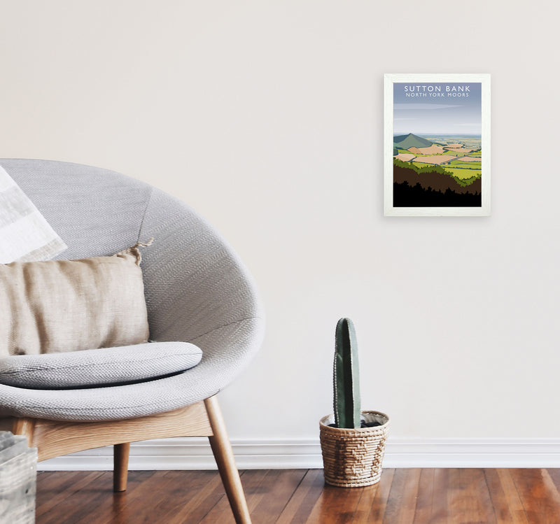 Sutton Bank (Portrait) by Richard O'Neill Yorkshire Art Print, Travel Poster A4 Oak Frame