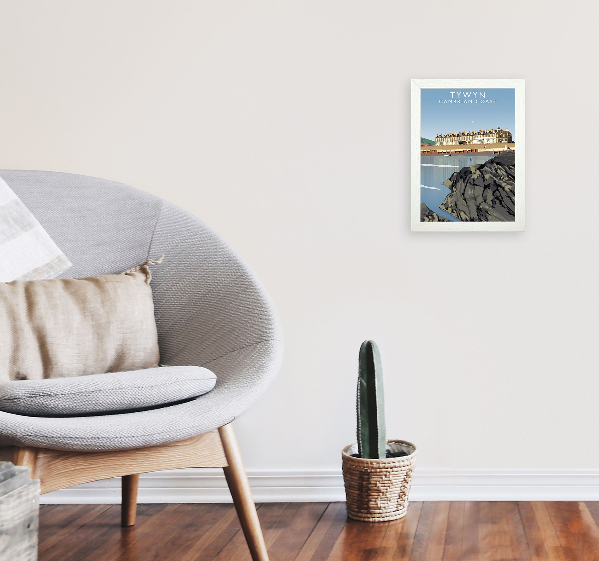 Tywyn Cambrian Coast Framed Digital Art Print by Richard O'Neill A4 Oak Frame