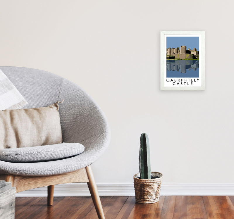 Caerphilly Castle Portrait by Richard O'Neill A4 Oak Frame