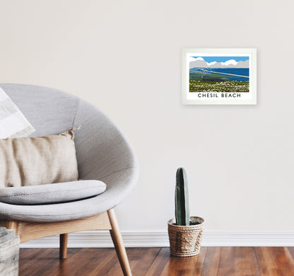 Chesil Beach Framed Digital Art Print by Richard O'Neill A4 Oak Frame