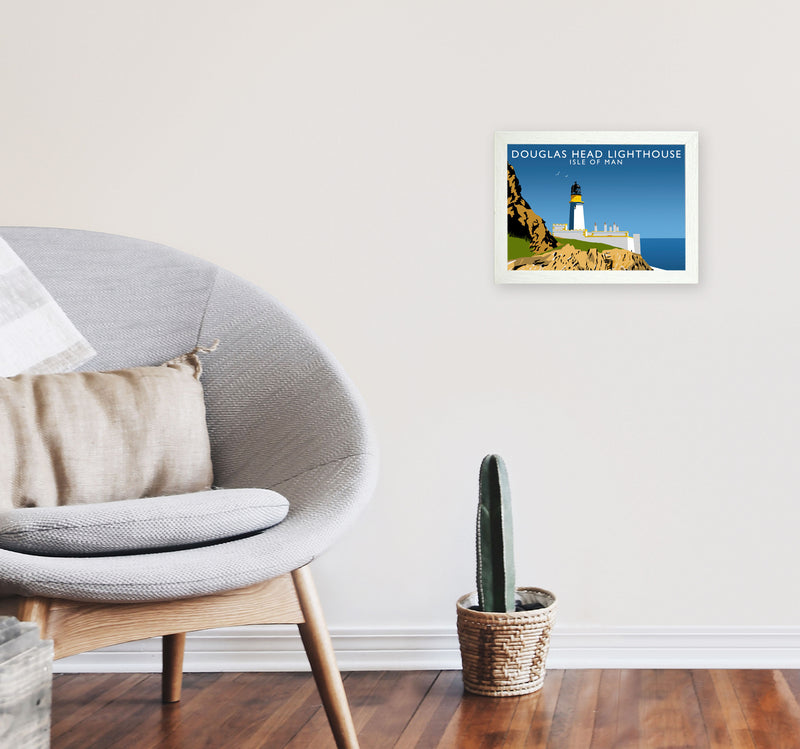 Douglas Head Lighthouse Portrait by Richard O'Neill A4 Oak Frame