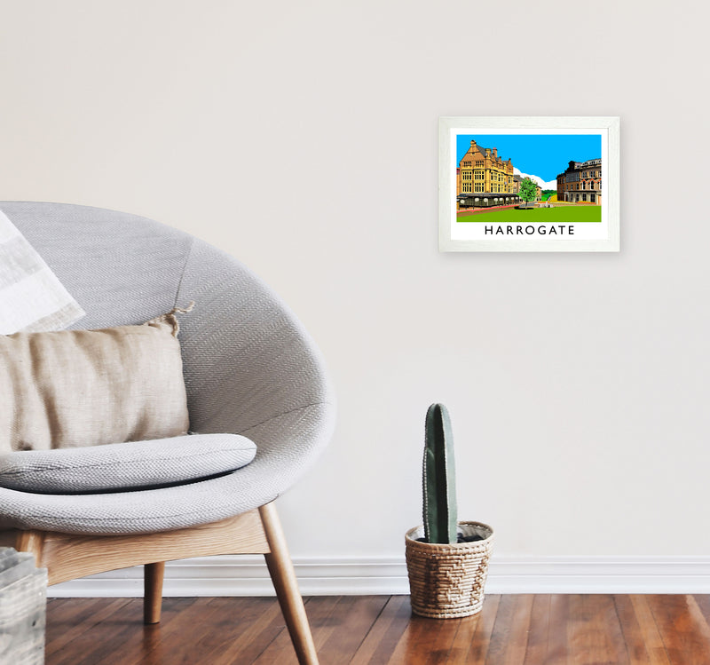 Harrogate Travel Art Print by Richard O'Neill, Framed Wall Art A4 Oak Frame
