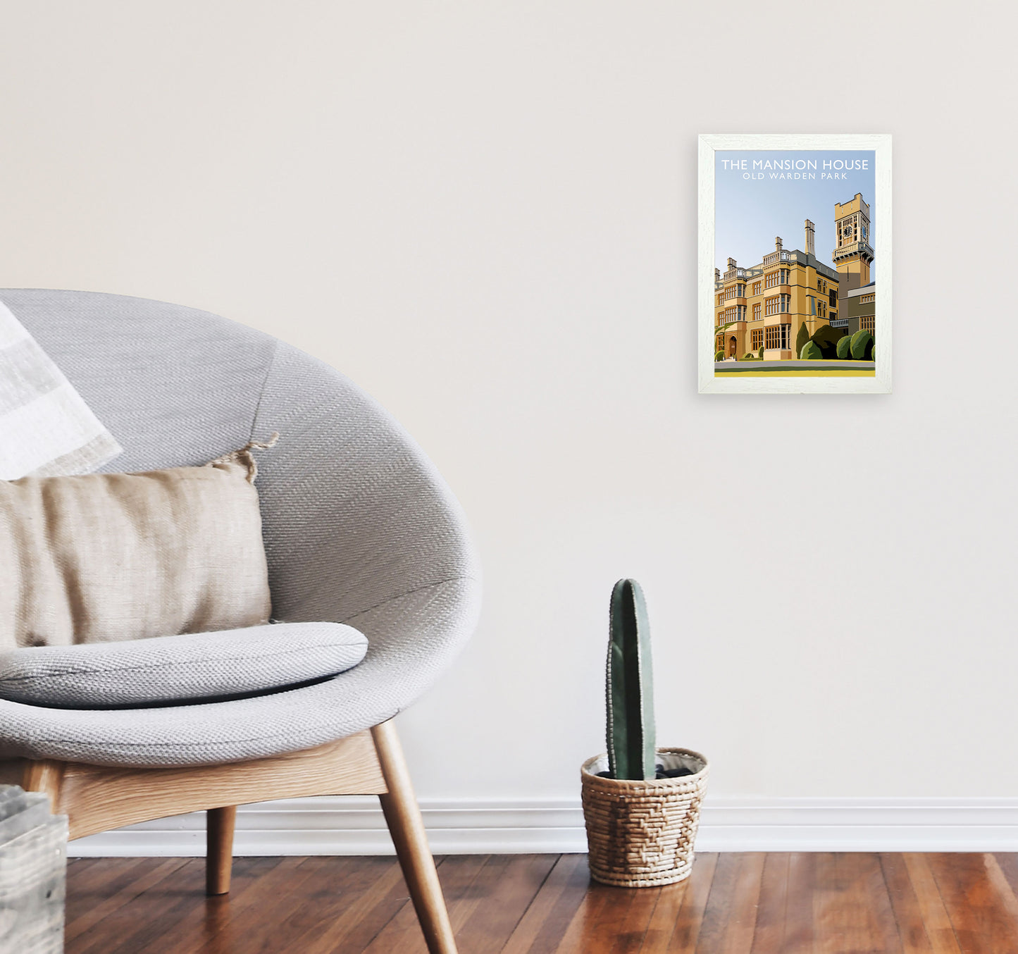 The Mansion House Old Warden Park Travel Art Print by Richard O'Neill A4 Oak Frame