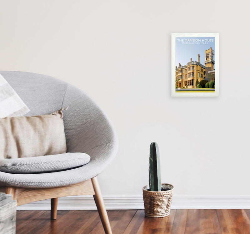 The Mansion House Old Warden Park Travel Art Print by Richard O'Neill A4 Oak Frame