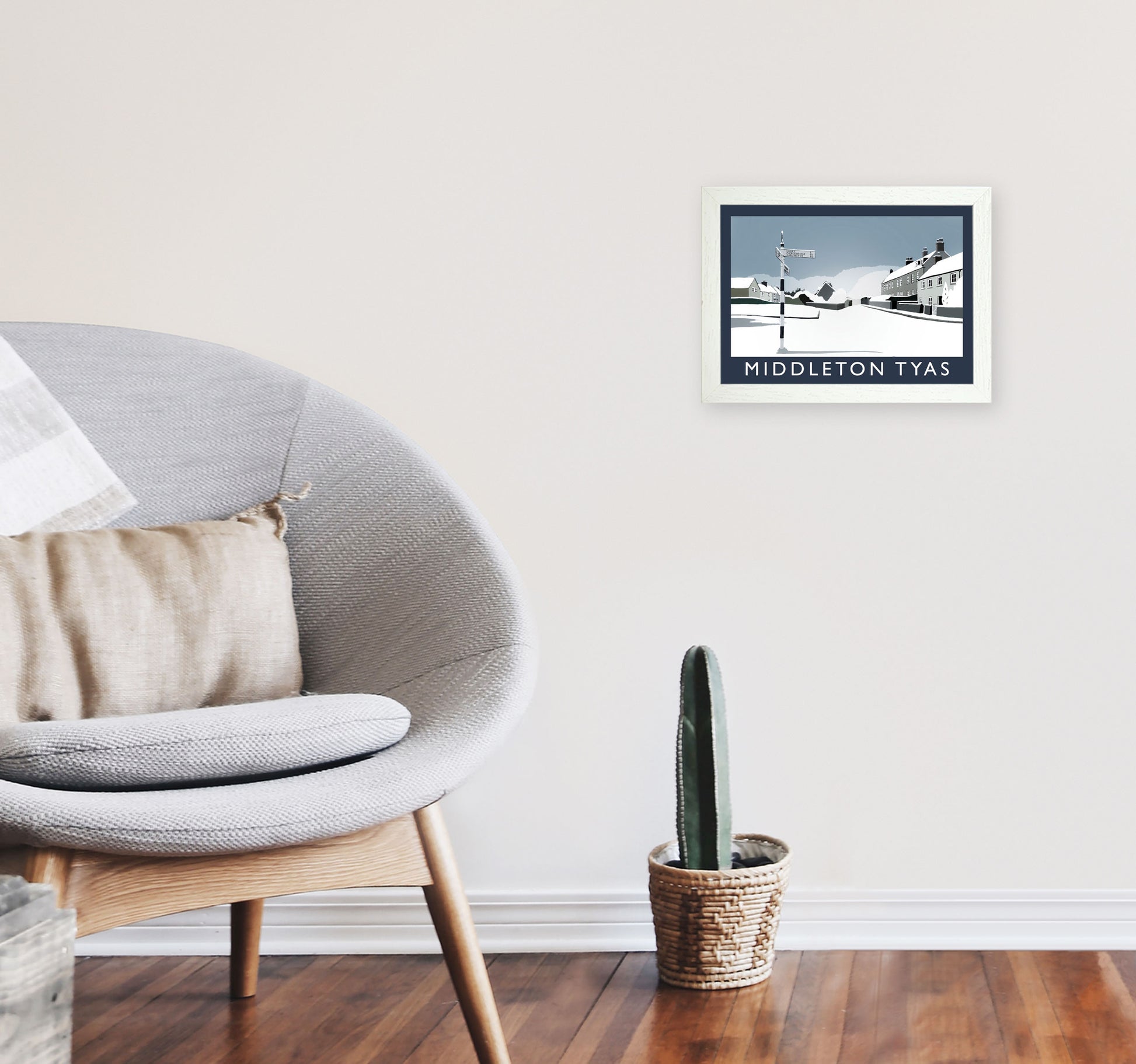Middleton Tyas Travel Art Print by Richard O'Neill, Framed Wall Art A4 Oak Frame