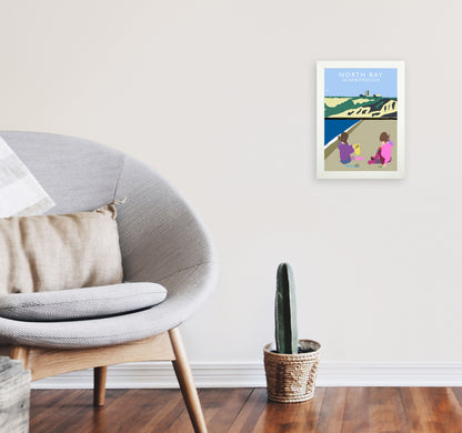 North Bay Scarborough Travel Art Print by Richard O'Neill, Framed Wall Art A4 Oak Frame