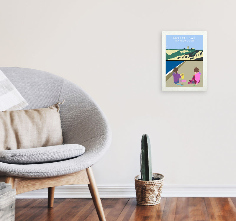 North Bay Scarborough Travel Art Print by Richard O'Neill, Framed Wall Art A4 Oak Frame