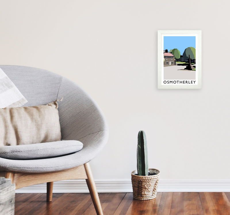 Osmotherley Travel Art Print by Richard O'Neill, Framed Wall Art A4 Oak Frame