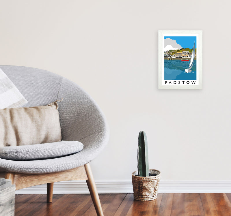 Padstow Framed Digital Art Print by Richard O'Neill, Framed Wall Art A4 Oak Frame