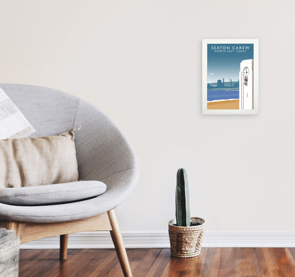Seaton Carew North East Coast Travel Art Print by Richard O'Neill A4 Oak Frame