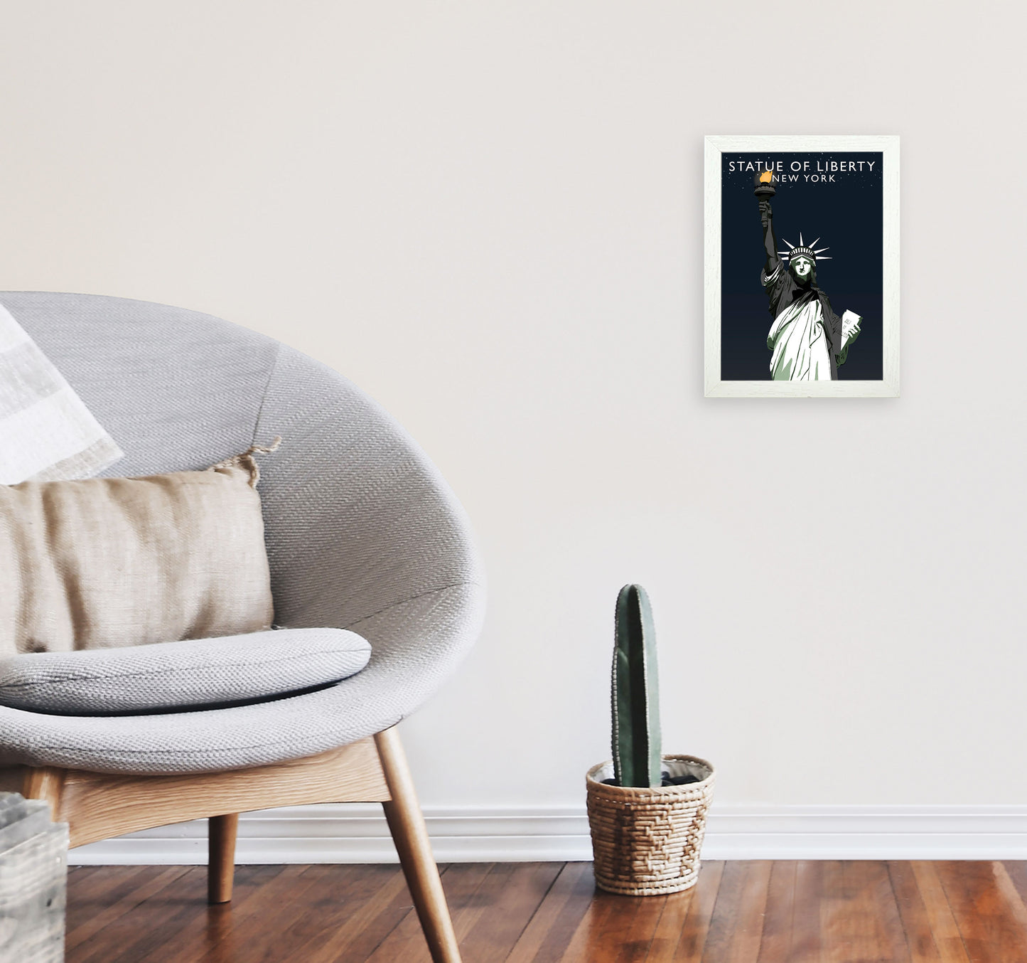 Statue of Liberty New York Art Print by Richard O'Neill A4 Oak Frame