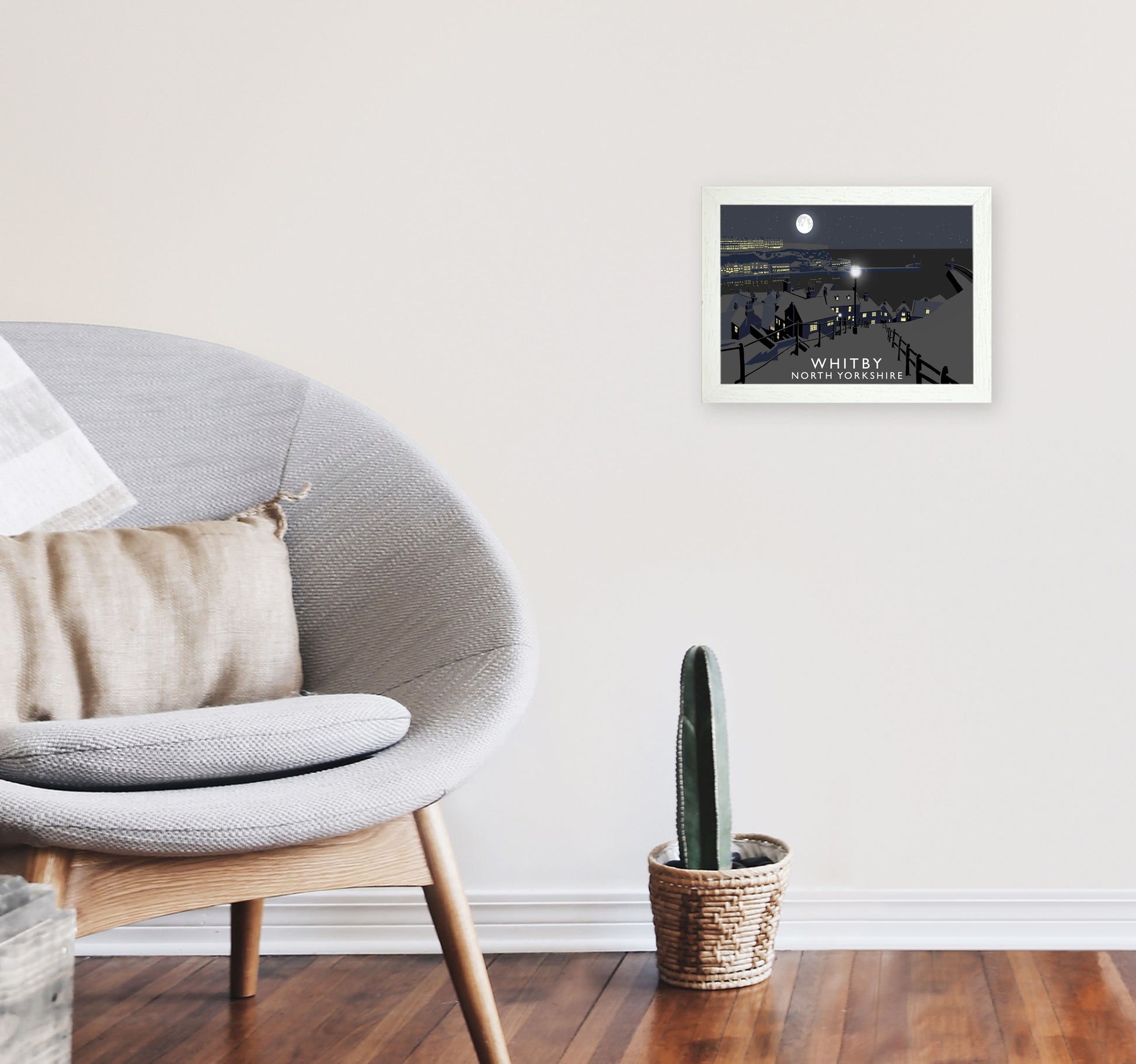 Whitby Travel Art Print by Richard O'Neill, Framed Wall Art A4 Oak Frame