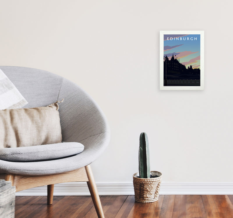 Edinburgh Art Print by Richard O'Neill A4 Oak Frame