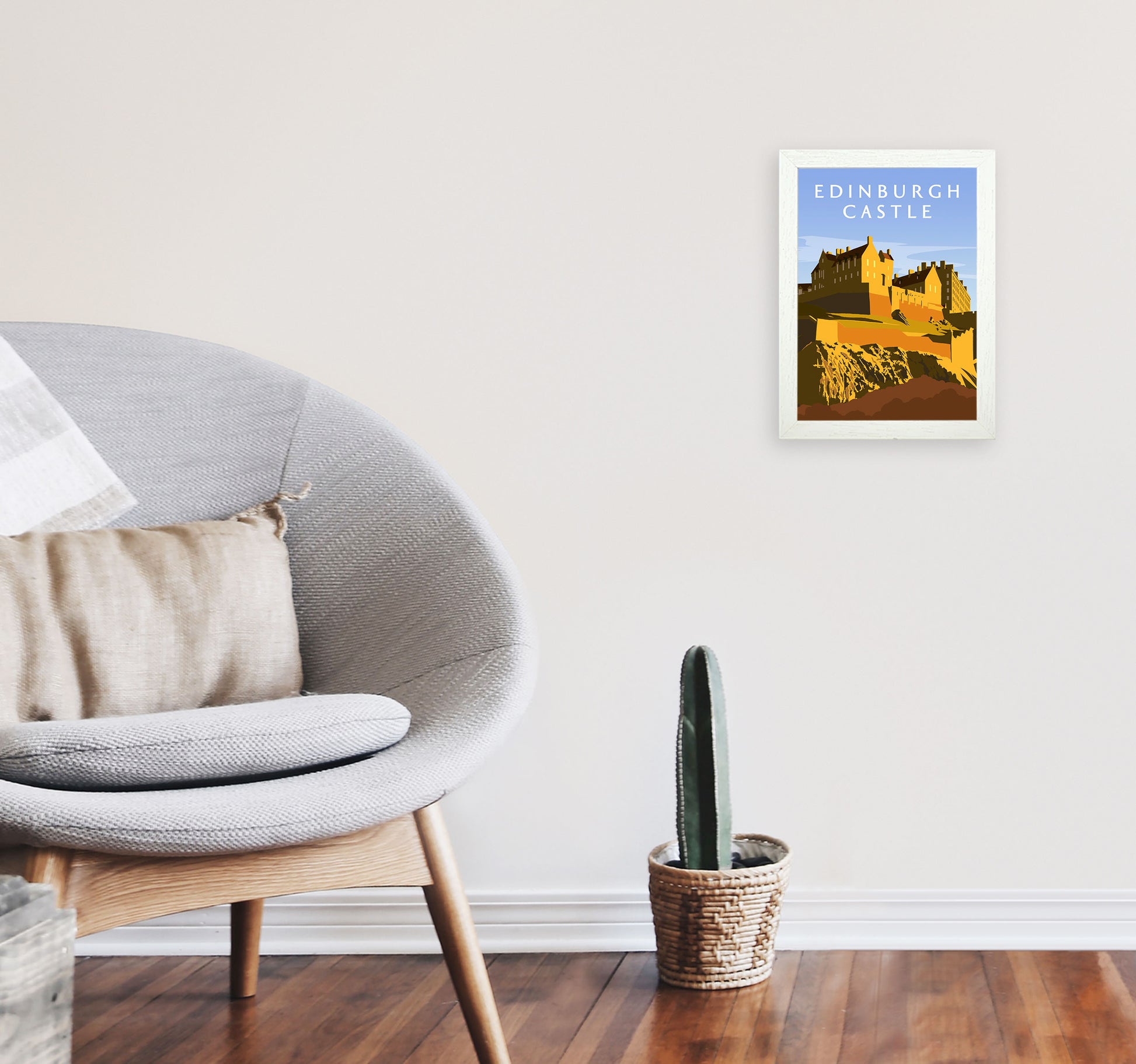 Edinburgh Castle Portrait by Richard O'Neill A4 Oak Frame