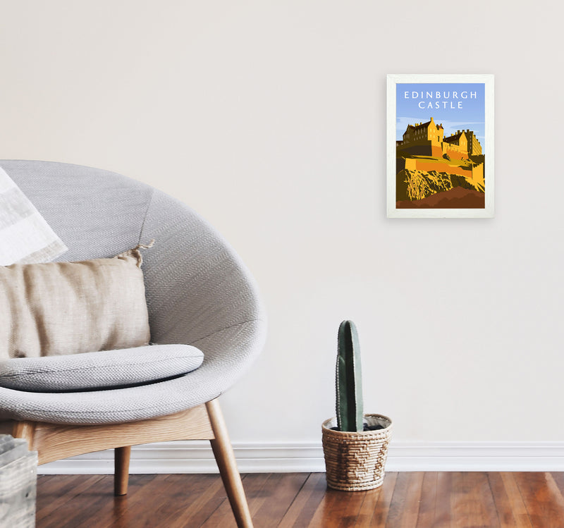 Edinburgh Castle Portrait by Richard O'Neill A4 Oak Frame