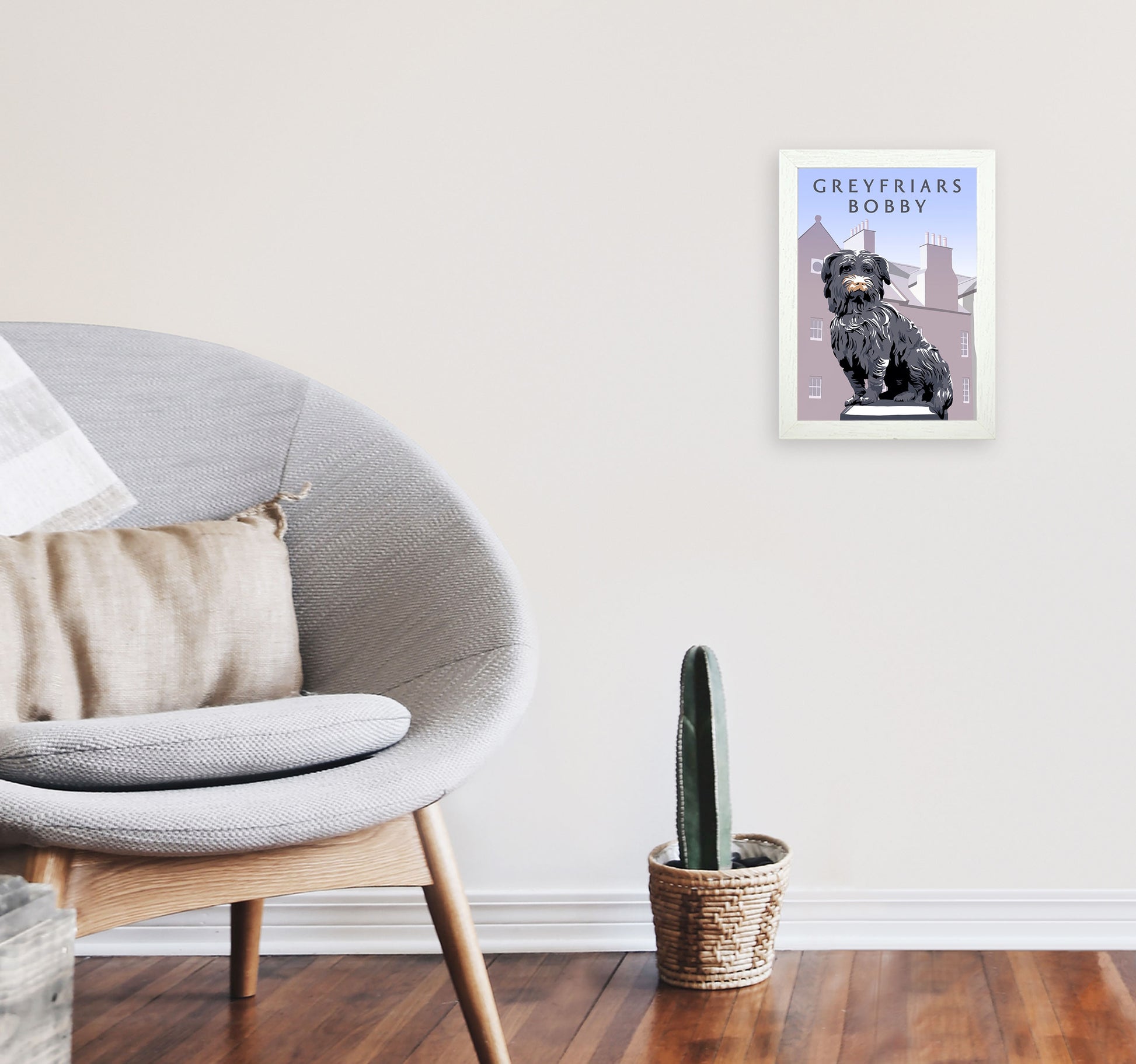 Greyfriars Bobby Portrait by Richard O'Neill A4 Oak Frame