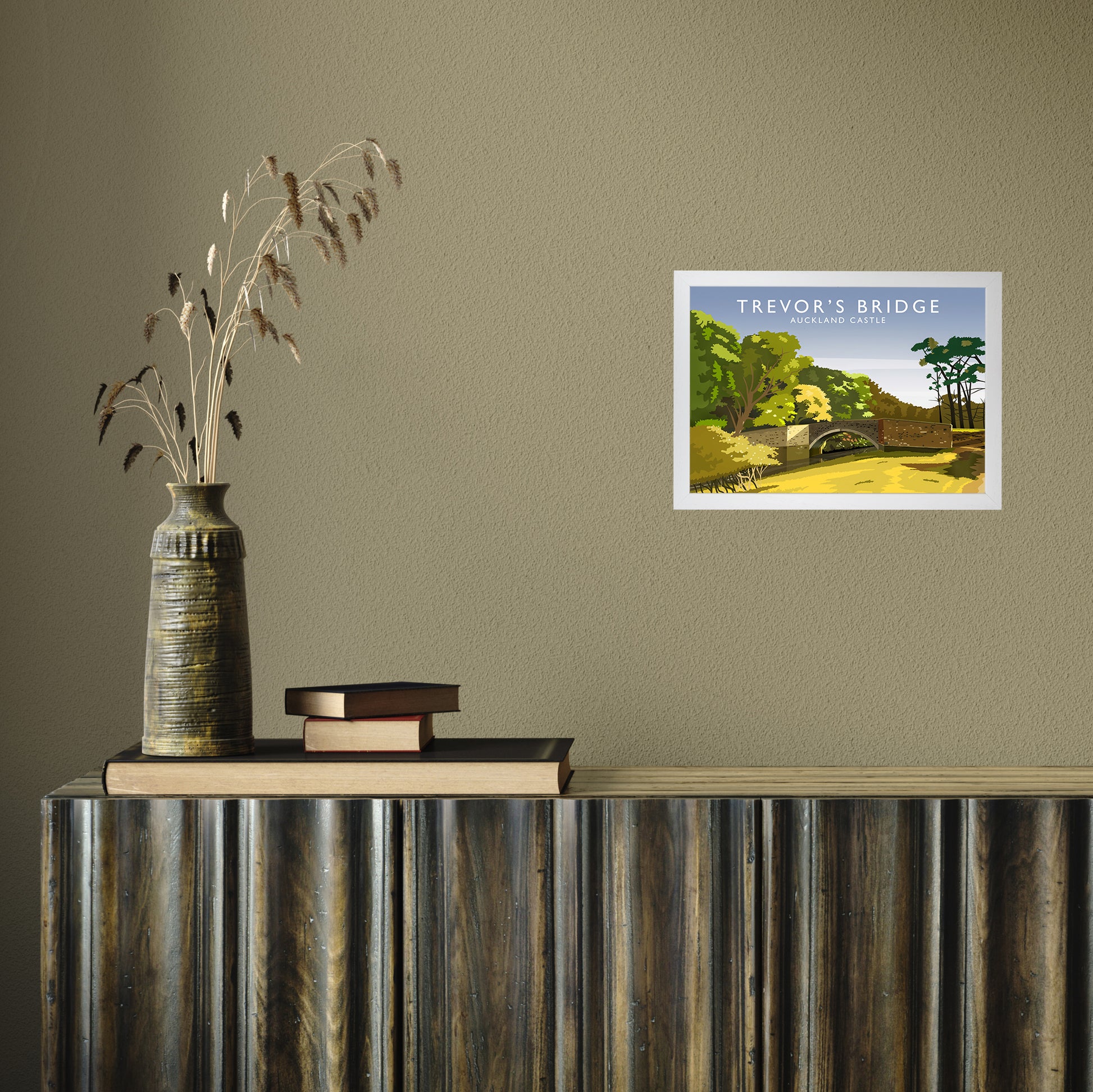 Trevor's Bridge by Richard O'Neill A4 White Frame