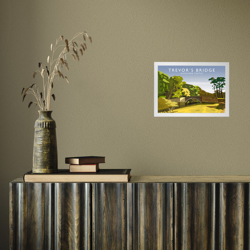 Trevor's Bridge by Richard O'Neill A4 White Frame
