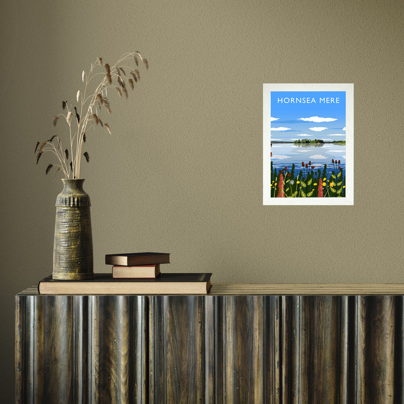 Hornsea Mere portrait by Richard O'Neill A4 White Frame